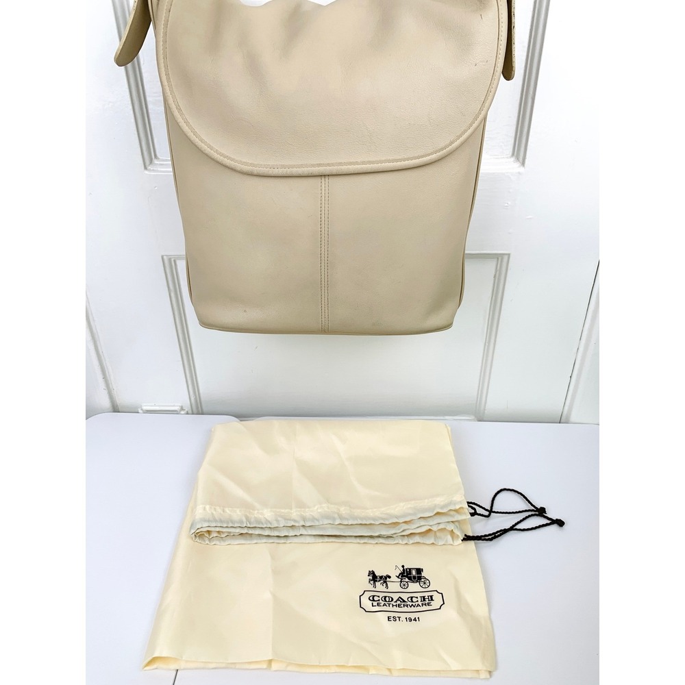 Vintage Coach Whitney Shoulder Bag Leather USA Bone White 4115 with Dust Bag - Picture 2 of 16
